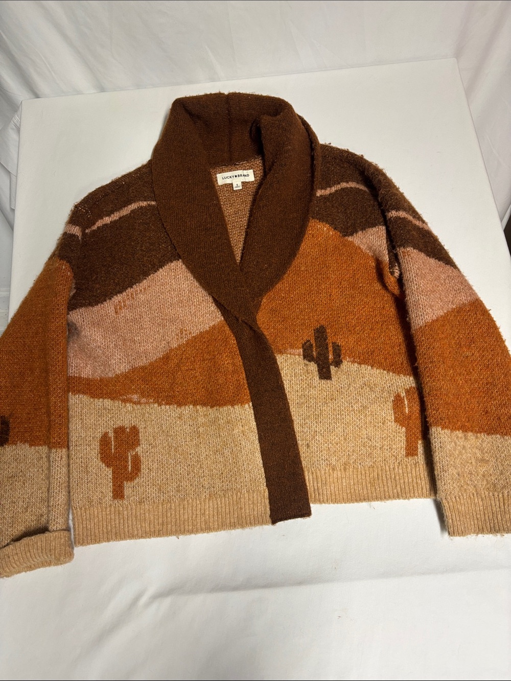 Lucky Brand Desert Horse Cardigan Women’s Small Western Southwestern Shawl Colla